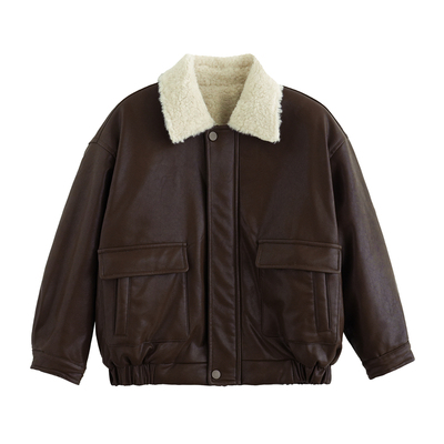 砚台家男童皮衣外套加厚2025新款冬装中大童童装衣服儿童夹克帅气