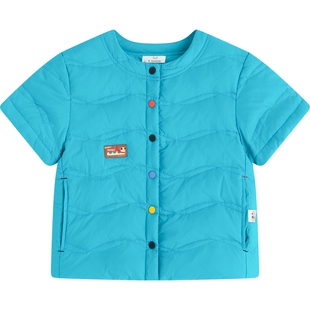 播broadcute童装羽绒服秋季新款羽绒短袖外套背心男女童KEQ3R438