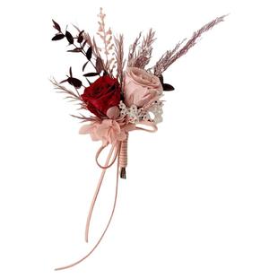想象STUDIO豆沙粉新娘伴娘手腕花玫瑰 新郎胸花永生花 结婚襟花