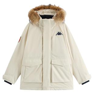 Kappa卡帕背靠背羽绒服男女冬季新款貂子毛户外保暖防风四防外套