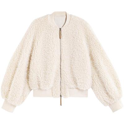 EXCEPTION例外女装秋冬款撞色撞料拉链圆领设计宽松保暖短外套女