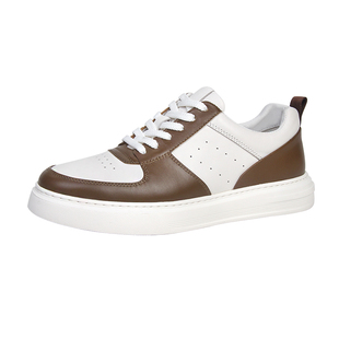 奥勒伦男鞋2025春季新款真皮平底板鞋潮流拼色透气轻便男士休闲鞋