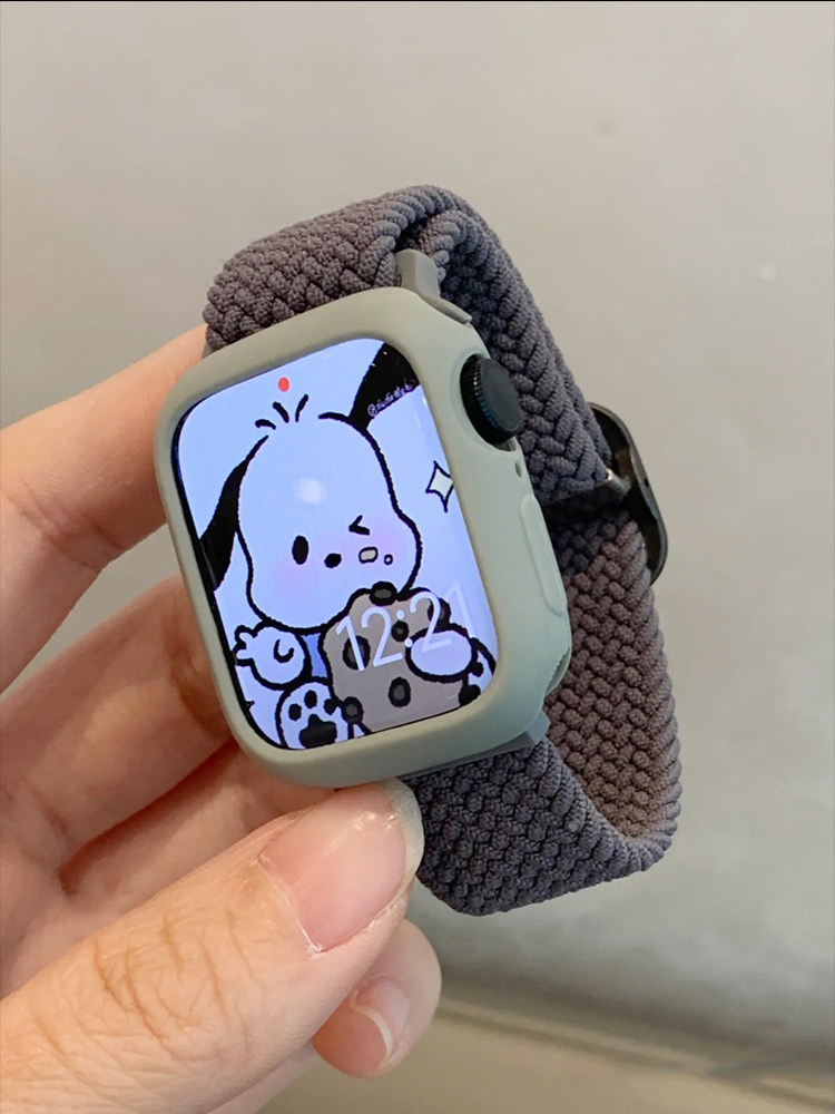 适用apple watch8苹果手表表带编织可调节iwatch56se尼龙秋冬透气