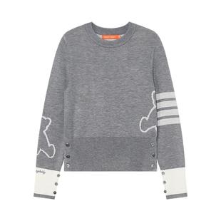 NOISY TEDDY26年春季新款时尚可爱刺绣熊女士圆领长袖套头针织衫