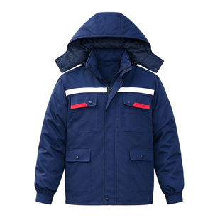 高端双层防静电棉服工作服套装定制中国石化加油站反光条棉袄工装