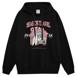 金智秀同款黑色连帽卫衣女2025新款韩系穿搭秋冬加绒设计感外套