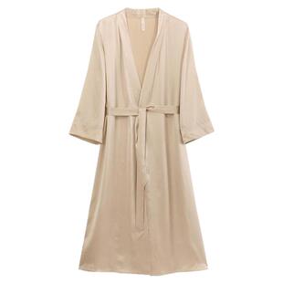 送礼礼物】重磅100%桑蚕丝真丝长款睡袍女睡衣红色结婚晨袍金三塔