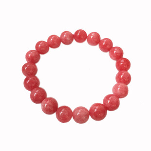 包邮精美粉色红纹玉手链 酷似红纹石招桃花水晶手串饰品女款礼物