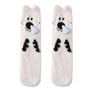 毛毛袜子珊瑚绒冬天女冬季加绒加厚可爱居家毛绒睡觉秋冬女款睡眠