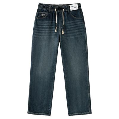 快鱼牛仔裤男款2025新款冬装美式复古休闲宽松直筒百搭阔腿裤男裤