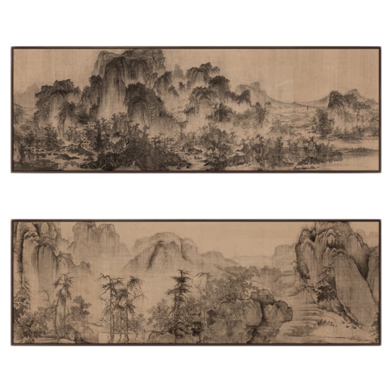 宋韵新中式山水客厅横幅装饰画