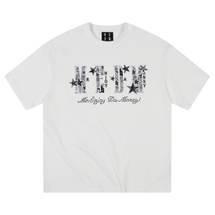 MEDM25SS星星迸发蕾丝贴布短袖男士美式嘻哈夏季T恤女休闲情侣tee