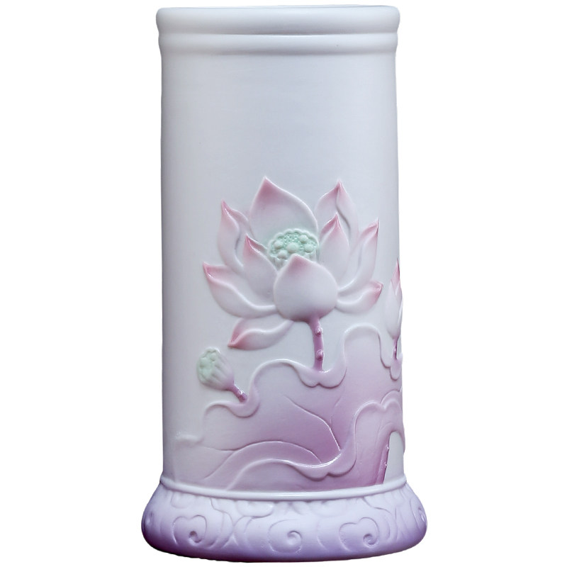 戴玉堂陶瓷莲云插香筒佛前供奉