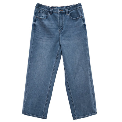 木子理想胖mm大码直筒休闲牛仔裤