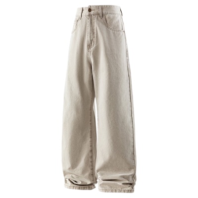 美式复古阿美咔叽直筒牛仔裤男