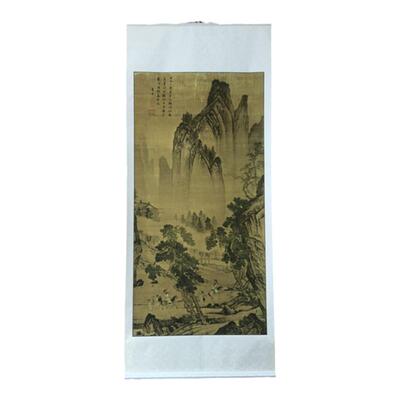 明 唐寅唐伯虎 松林扬鞭图 山水风景人物国画微喷复制装饰画挂画