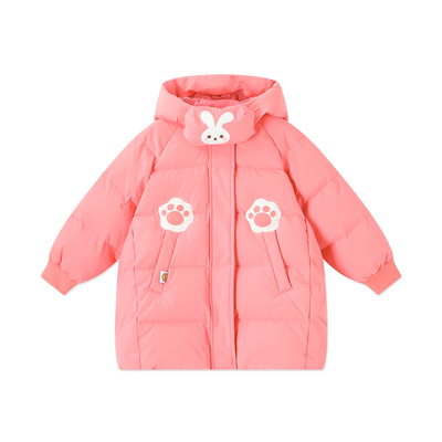 三防小黄鸭女童羽绒服中长款