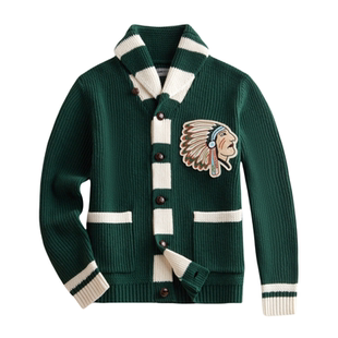 MT.Robson印第安青果领开衫重磅羊毛毛衣外套美式复古针织常青藤