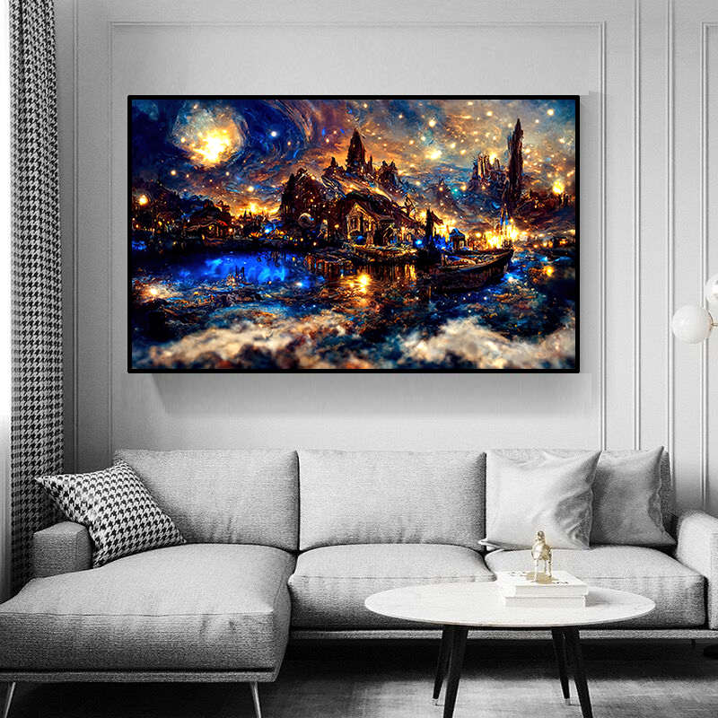 钻石画2025新款唯美星空风景手工5d点贴钻十字绣客厅卧室床头满钻
