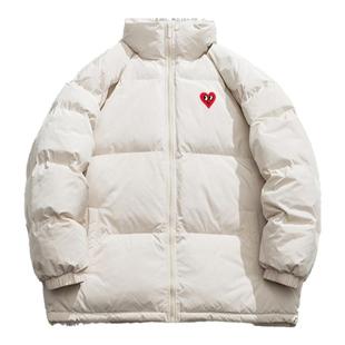 【王楚然同款】查尔斯桃心白鸭绒纯色立领羽绒服男冬季情侣外套