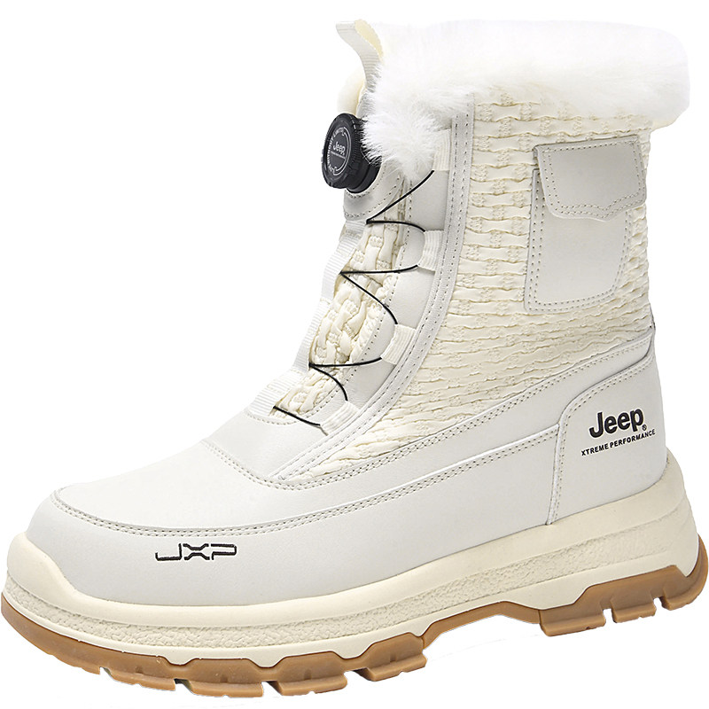 jeep冬季雪地靴女加绒加厚棉鞋男