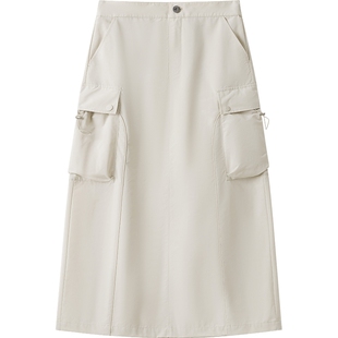 播商场同款灰色工装口袋半身裙女春秋新款休闲裙子BDS1BD1335