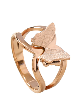 蝴蝶郡主-玫瑰金不掉色钛钢尾戒