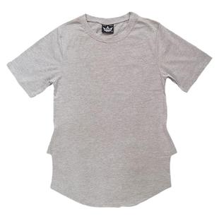 下摆开叉短袖T恤 plain curved bottom men's longline t shirt