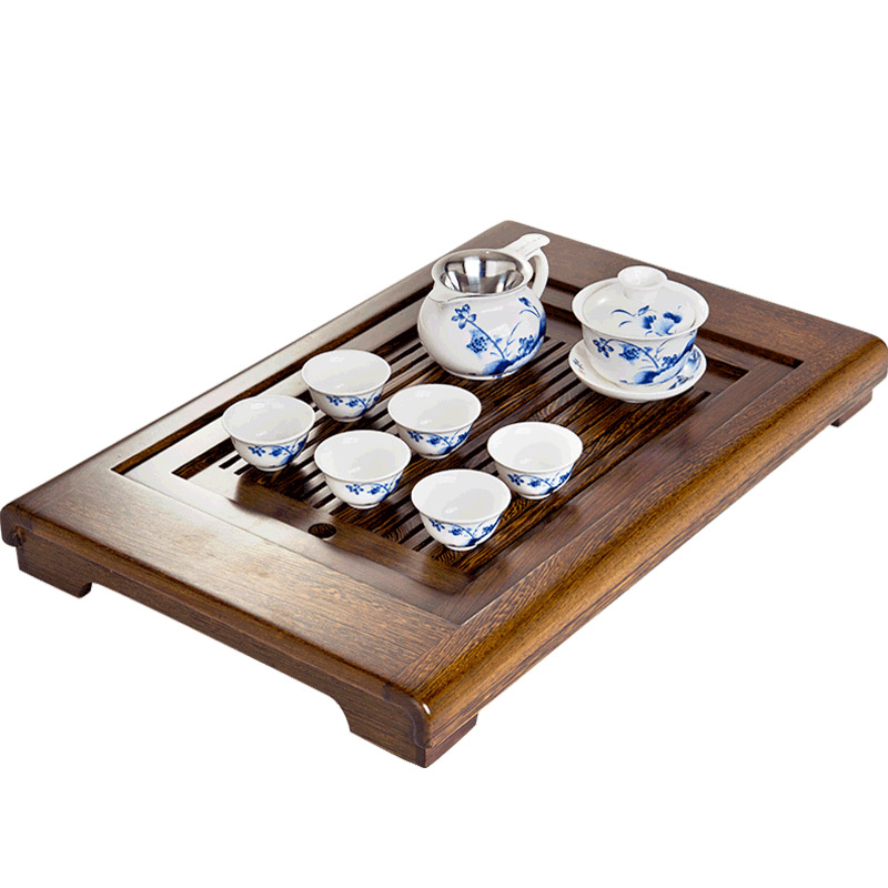 金灶家用储水式实木茶盘茶具