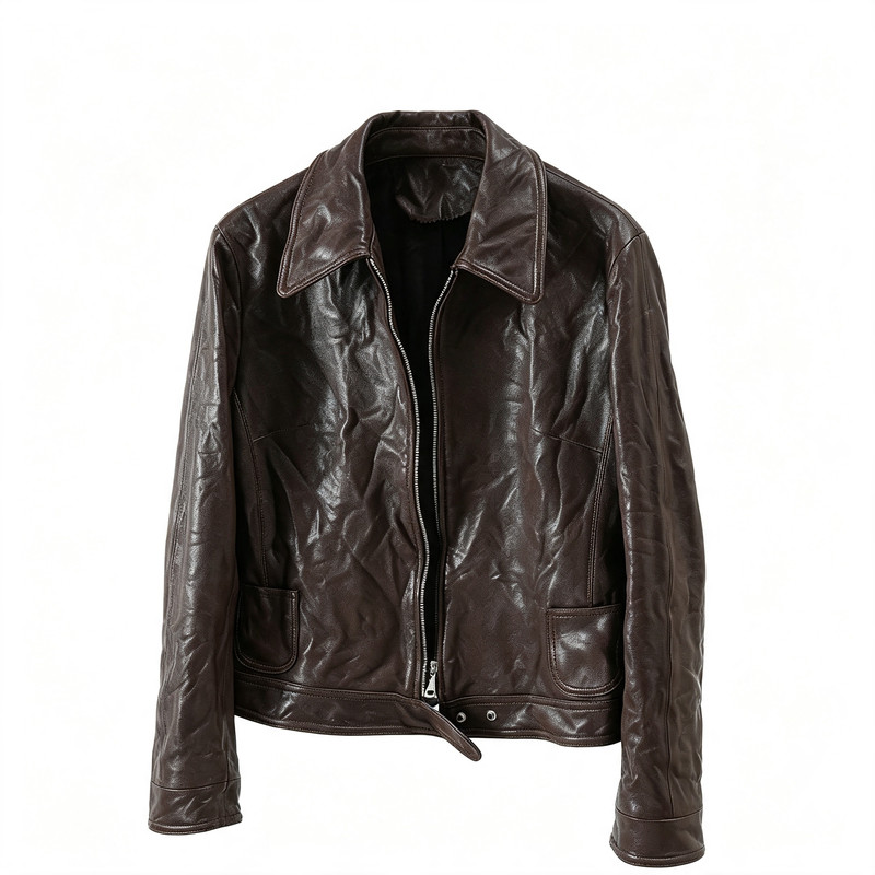 时髦抓皱韩版2026秋冬新款真皮短款皮衣外套女复古机车绵羊皮夹克
