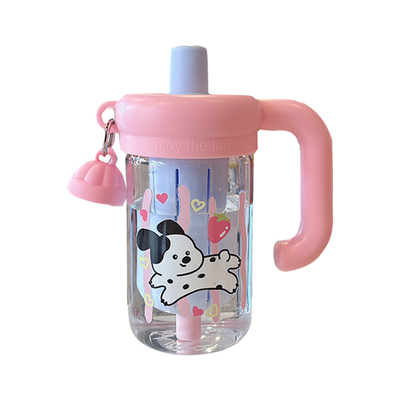 吸管玻璃杯女生可爱茶水分离泡茶水杯夏天带把手便携耐高温杯子