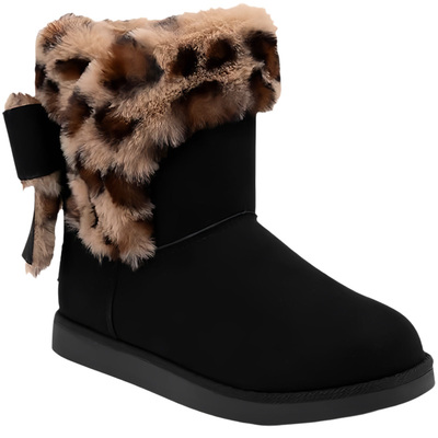 大码女雪地靴加绒平底中筒棉靴