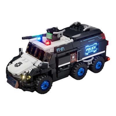 Lumibricks灯搭赛博朋克系列赛博押运车街景积木拼装警车玩具模型