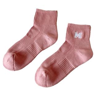 毛巾底袜子女士短袜冬季加厚毛圈M字母运动少女纯棉低帮袜女船袜