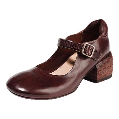 马皮玛丽珍鞋厚底不累脚高跟鞋