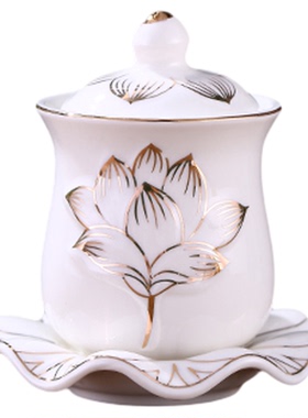 陶瓷供杯套装家用佛台供佛杯观音供水杯佛前杯子上供水杯佛堂贡杯