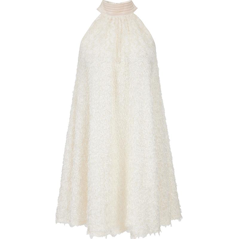 Vero Moda奥莱连衣裙2025夏季新款商场同款羽毛纱肌理感面料缎面