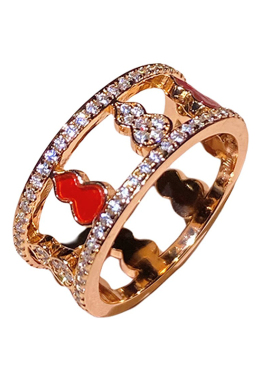 轻奢925纯银如意葫芦红玉髓戒指