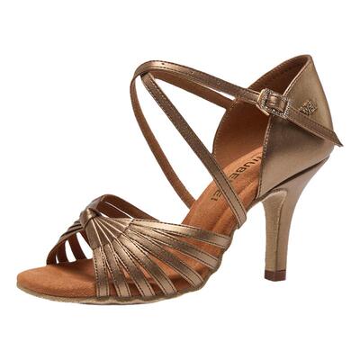 舞贝蕾高定新款黑真皮拉丁舞鞋女