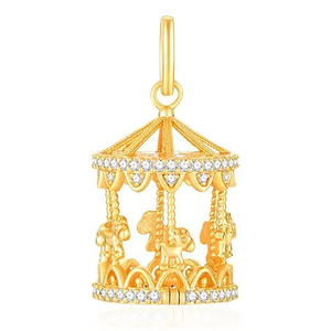 【旋转木马】独特可爱风S925纯银镶嵌小细钻珍珠底部可打开项链女