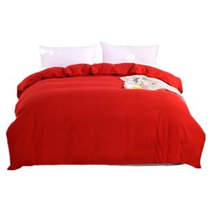 婚庆被套单件大红色被罩纯色磨毛枕头套粉红色三件套双人简约现代