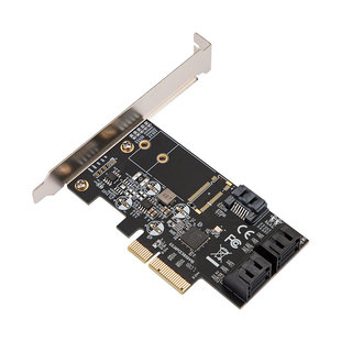 乐扩PCIE3.0X4转5口SATA3.0扩展卡硬盘转接JMB585芯免驱黑裙飞腾