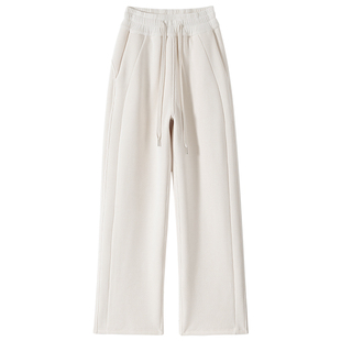 白色加绒阔腿裤女2026新款冬加厚灯芯绒棉外穿东北特厚羊羔绒裤子