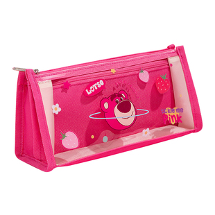 迪士尼草莓熊透明笔袋小学生设计感小众初中女生大容量高颜值笔盒简约文具袋女孩版可爱文具盒2025新款铅笔袋