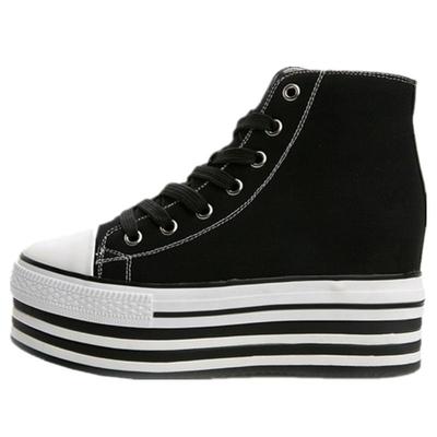 厚底内增高秋季休闲帆布鞋百搭