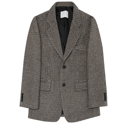 冬季加厚千鸟格男款毛呢西装短款