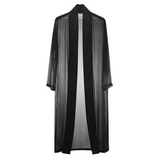 复古汉服男中长款休闲汉服中国风宽松飘逸仙气黑色风衣外套禅意服