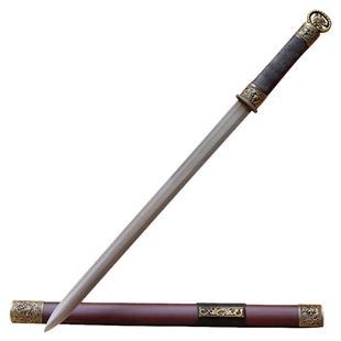 龙泉环首龙纹短剑手工小汉剑一体不锈钢刀剑古风摄影道具未开刃