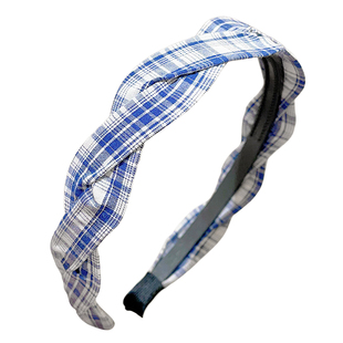 儿童韩系蓝色发箍格子麻花头箍带齿防滑不勒头高颅顶发捆不伤发女