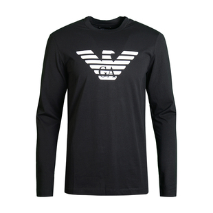 EMPORIO ARMANI阿玛尼男士t恤时尚圆领长袖休闲大标打底男装上衣